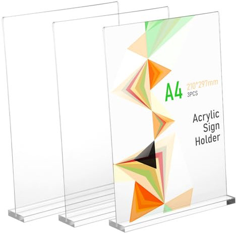 OUNONA 3stücke Displayständer Aus Acryl Tischpreisschilder Papierhalter Mit Etikettenhalter Für Büro Shop Restaurant Preishalter Mit Stabilem Stand