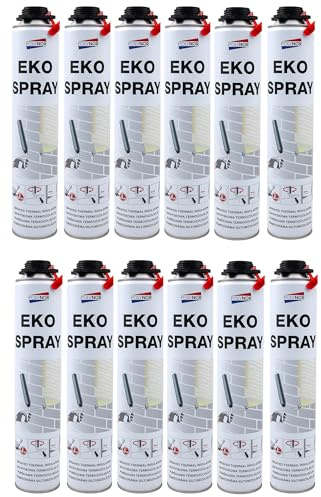 Mousse Expansive Polyuréthane Projetable Eko Spray - 750 ml - Isolation Thermique et Phonique Performante pour Tous Supports (Lot de 12)