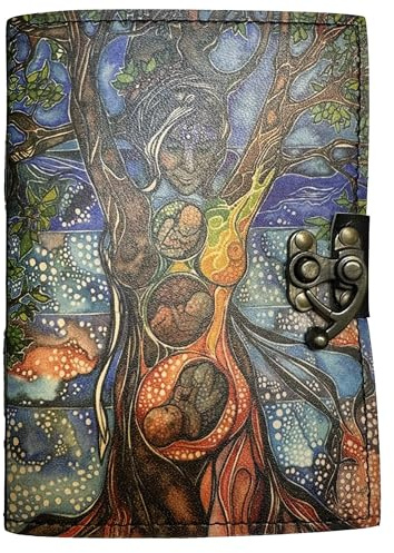 Keskin Handgjord lädergrimoire-journal – besvärjelsebok om skuggor för häxhantverk, wicca, häxdagbok och anteckningsbok – vintage tom dagbok för trollformler och ritualanteckningar, 17 x 12 cm (mamma)
