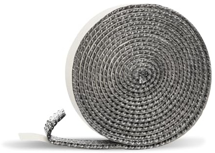 Kamindichtung Ofendichtband, Selbstklebend Kamin Dichtband,Feuerfestes Dichtungsband Hitzebeständig für Kaminofen, Ofenrohr, Kamintür (10mm)