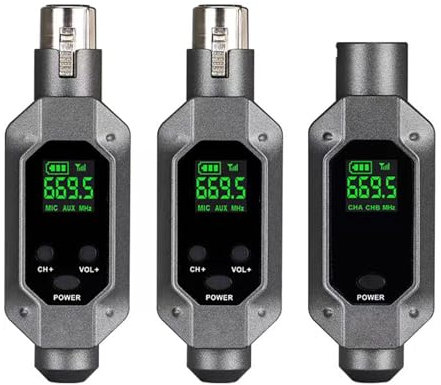 DISHENGZHEN Système émetteur-récepteur de Microphones sans Fil, système d'adaptateur XLR sans Fil 48 kHz, émetteur-récepteur Audio sans Fil avec 30 canaux pour Microphone Dynamique, mélangeur Audio