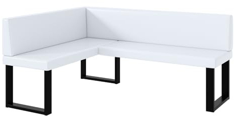 MEBLINI Eckbank für Esszimmer - Küchenbank - Essecke - Sitzecke Küche - Toni - U-Beine 128x168x87cm Links - Weiß Kunstleder