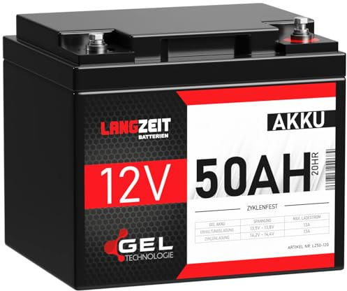LANGZEIT Akku 12V 50Ah Gel Blei-Akku Batterie LC-P1238APG LC-X1238APG 45Ah