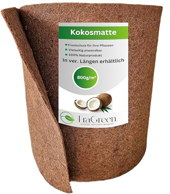 EraGreen® Kokosmatta av 100 % kokosfibrer – 0,5 m x 4 m med 800 g/m² – vinterskydd och köldskydd för växter – på ena sidan med naturlig latex – gnagarmatta