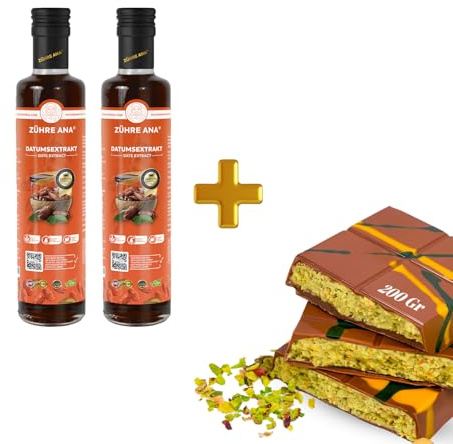 Zühre Ana Estratto di data - Estratto di dattero, naturale, ricco di fibre, senza conservanti, supporta il metabolismo e la salute dei capelli. Ideale per dessert - 200 g di cioccolato Dubai come