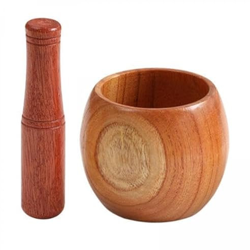 perfk 5x Set per Macinare Le Spezie Set per Schiacciare L'aglio Mortaio E Pestello in Legno Portatile Frantoio per Aglio per Utensili Da Cucina con E, M