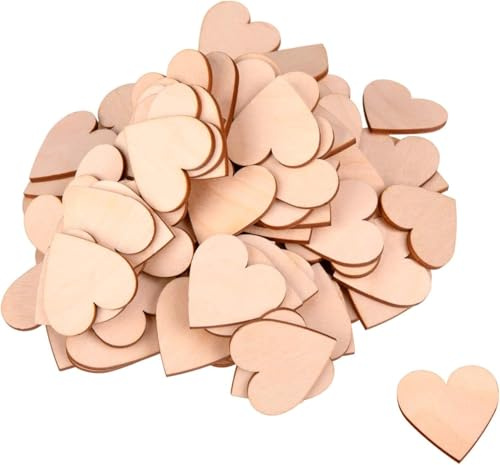 ProArts 50 Stück Birkenholz Holzherzen Hochzeit Naturholzscheiben, Holzherz Deko 5x5cm, Geschenkanhänger zum Basteln, Holzdeko für eine Party, Jubiläum