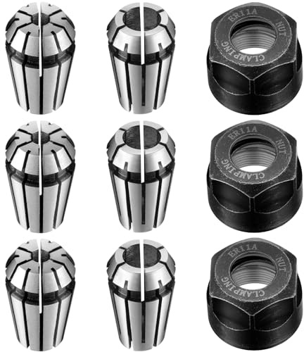 Shimeyao 9 Pcs ER11 Collet Set 1/8'' + 1/4'' with Clamping Nut for CNC | Precision Spring Collets in Milling Lathe, High Carbon Steel ER11 Standard, Secure Grip for Engraving Machines