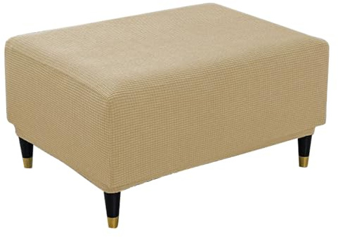 Hockerbezug Rechteckige Schutz für Fußstütze Pouf Copertura Hocker Rechteckige Ottomane Schonbezug Ottoman-Bezüge Beige M