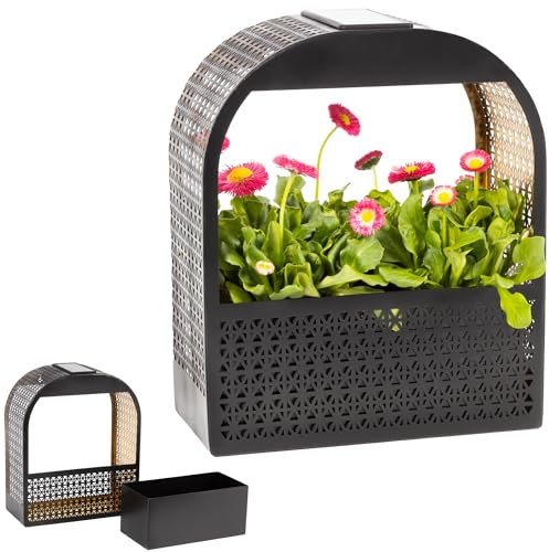 Gadgy Lampe Murale Solaire avec Pot de Fleurs – Applique murale solaire avec Lumière blanc chaud – Décoration murale de Balcon avec jardinière lumineuse – Éclairage Jardin résistant aux intempéries