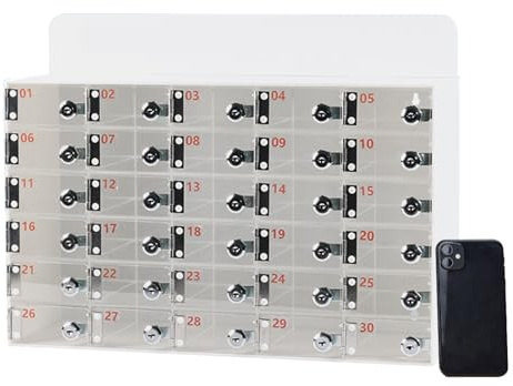 XDCXYD Scatola per Telefono Cellulare in Acrilico da 30 Bit con Porta Trasparente E Serratura Armadio di Sicurezza per Telefono Cellulare Montato A Parete per Azienda, Scuola