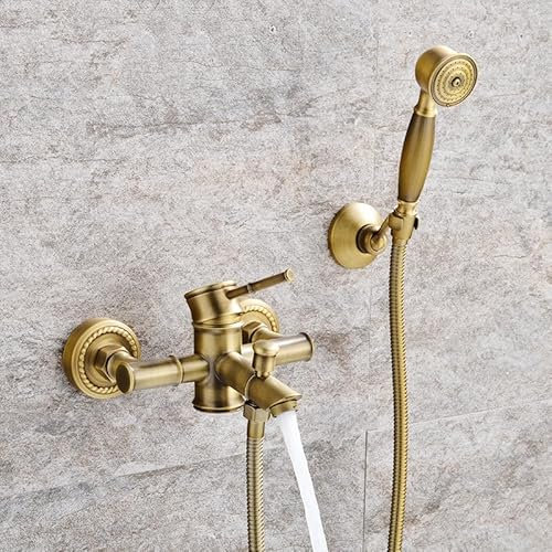 Miscelatore per vasca da bagno in ottone vintage con doccetta a parete retrò rubinetto doccia con deviatore elegante miscelatore doccia per vasca da bagno