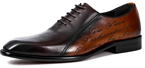 Scarpe Formali in Pelle Fatte a Mano da Uomo Oxfords Basse Stringate Scarpe Eleganti per Matrimoni Feste e Affari