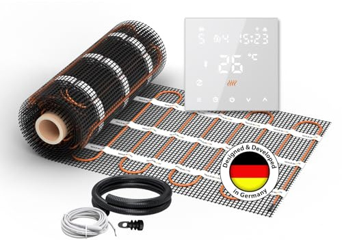Elektrische Fußbodenheizung für Fliesen: Heizmatte WARMON CLASSIC 150 W/m² inkl. Smart WiFi Thermostat TS 300-Serie, Thermostat:TS 300 WiFi Weiß, Mattengröße:3,5 m²