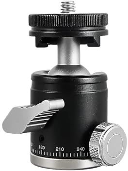 K19 Mi/ni Tête sphérique à Double Usage avec vis 1/4 en Alliage d'aluminium for Appareil Photo, téléphone, Speedlite, trépied, Perche à Selfie(HK-25)