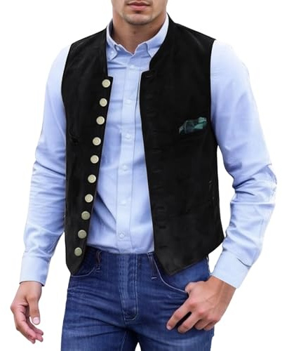 Trachtenweste Herren Mit Stehkragen Samt Lederhosen Trachten Weste Ärmellose Trachtengilet Slim Fit Oktoberfest Herren Outfit Vintage Herrenweste