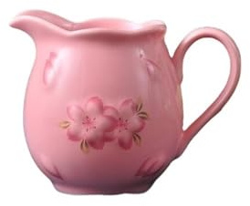 WANGHAI-666 Gravy Boat Creative Sakura Coffee Milk Pitcher Ceramic Sauce Pot Gravy Boat With Handle Gravy Boat Stands(Pink)