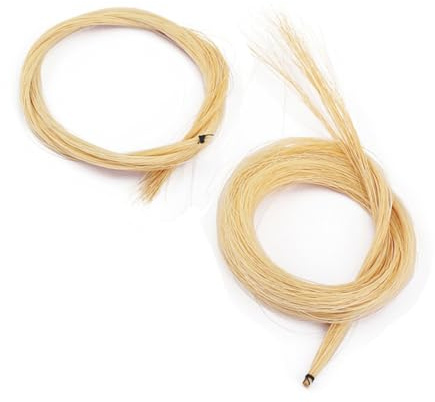 minkissy Geigenbogen mit Glattem Geradem Haar aus Echtem Mongolischem Rosshaar 2 Stränge Geeignet Gelb für Besseren Spielklang für Kleine Geige