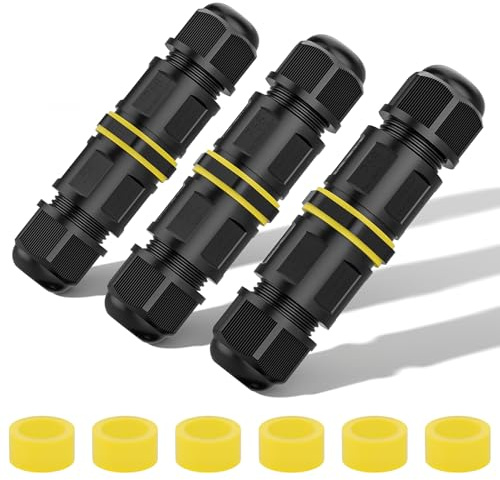 SternSinn® 3 Pezzi Connettore per Cavo Impermeabile, Connettori Elettrici Mpermeabili con 3 Fili, per Cavi con Diametro Ø6-11mm, Ideale per Illuminazione a LED e Connessioni Interne ed Esterne