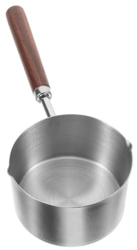 HEALEEP Olla Para Sopa y Salsa De Acero Inoxidable Boquilla y Mango Largo Para Cocinar y Verter Leche o Aceite, Capacidad 250 Ml, Práctica Para Uso Diario