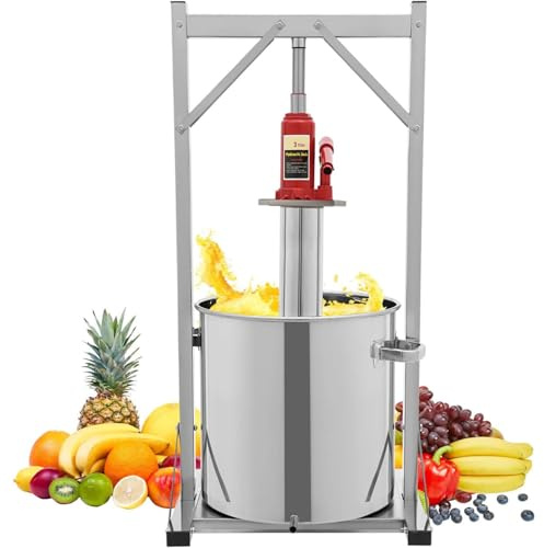 Presse à cidre en acier inoxydable avec cric hydraulique pour la fabrication de jus, idéal pour les pommes, les oranges, les baies et les légumes, capacité de 12 L
