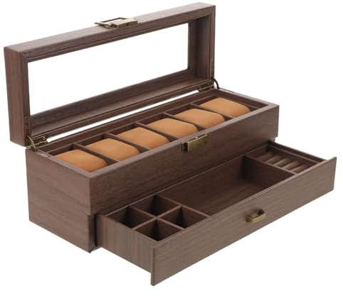 SHERCHPRY Rangement de Montres et de Bijoux malette Rangement Organisateur de Bijoux Dark Brown