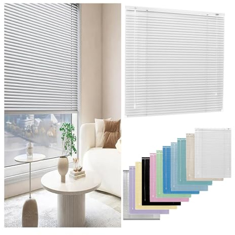Persiana Veneciana para Ventana Interior Personalizado con Lamas 25mm,68cm 88cm 120cm 145cm Aluminio Persianas Venecianas para Salón Balcones Privacidad Montaje en Pared o Techo(White)