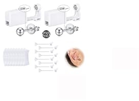 WillTen G23 Titanium Ear Piercing Kit Silver, 2Pack Disposable Ear Piercing Guns with Preloaded 4mm Ball Studs, Self At-Home Kit for Lobe Cartilage Helix with Waterproof Covers Clear Studs