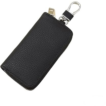 Etuis Pochette Porte Clés Cuir, Étui Porte-Clés Voiture avec 5 Crochet Clip pour Homme et Femme,Crochets et Poches,Porte Clef Cuir Convient aux Clés de Maison,Noir