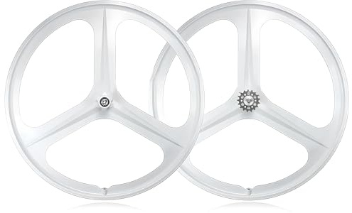 700C Fast Växel Cykelhjulset Cykel Fram Bak Hjul Mag Hjul V-broms Massiv Axel 100/120 Mm Cykel Fälg 27 Mm Bredd Nav for Enkel Hastighet(White,Rear＋Front)