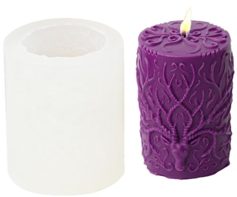 Stampo per di cervo, in silicone per uso alimentare, ornamento a forma di testa di cervo, design a forma di corna lunghe, stampo cilindrico per, per realizzare artigianali