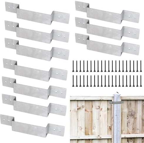 Staffe di rinforzo per pali di recinzione - Set di 10 dispositivi zincati, compatibili con pali di cemento e legno da 100 mm/4 pollici | Applicazioni ideali Fissaggio di pannelli per recinzioni, resis