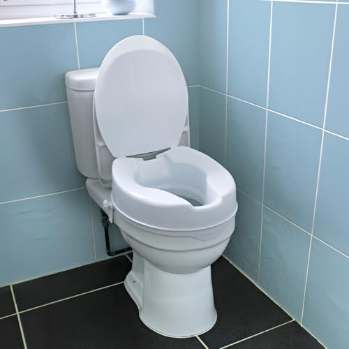 3 PAGEN WC-fäste höjd: 10 cm – höjning av toalettsitsen för äldre och hälsobegränsad – mer säkerhet i vardagen – mjukt stängande lock – vanlig passform för standardtoaletter