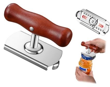 Abridor de tapas de madera y acero inoxidable, herramienta multifuncional para personas mayores, manos débiles, camping al aire libre, abrelatas