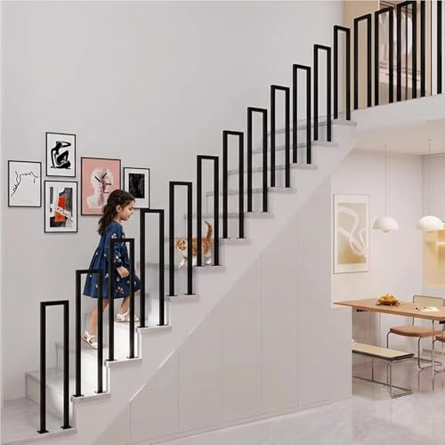Corrimano a Forma di U in Ferro per Scale Interne ed Esterne, Ringhiera Antiruggine per Soffitta Veranda Corridoio con Montaggio Laterale/Verticale, 35-119cm con Kit di Installazione Completo