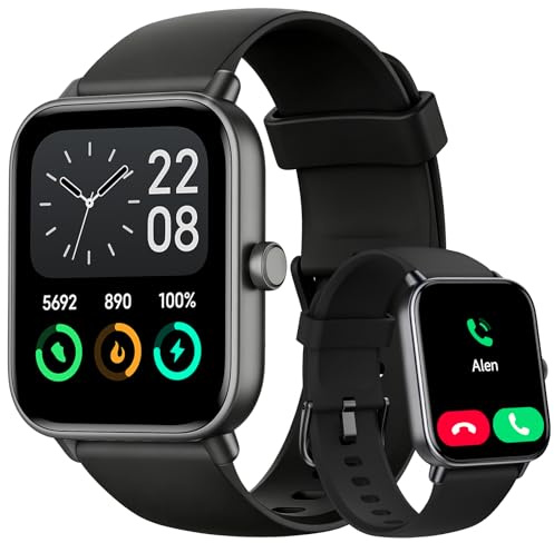 Smartwatch Herren 1.85 Smart Watch mit Alexa, Herzfrequenz/SpO2/Kalorien/Stress- und Schlafmonitoring, IP68 Wasserdicht Sportuhr mit Telefonfunktion, 100+ Sportmodi Fitnessuhr für Samsung Android iOS
