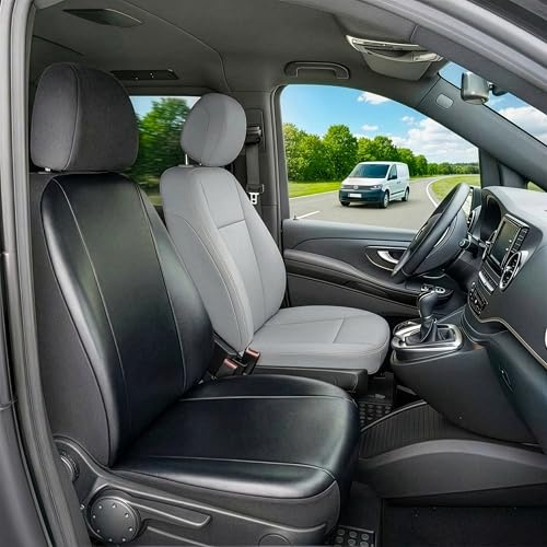 Walser Transporter Sitzbezüge Auto für VW T5, Einzelsitz vorne, Sitzbezüge aus Kunstleder, Sitzschoner, Sitzauflagen Set für Van