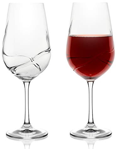 Bar Amigos Lot de 2 Turbulence Deluxe Bohemia Cristal Verres à Vin Decanting Unique Vague Conception Spéciale en Forme pour Une Meilleure Aération 550ML / 19.3 Ounce Bordeaux