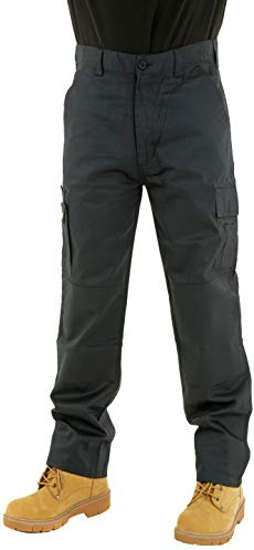 MIG Mens Cargo Work Combat Trousers with Knee Pad Pockets, Sizes 30-42 | Six-pocket combat cargo work trousers with knee pad pockets for practical storage, available in sizes 30-42