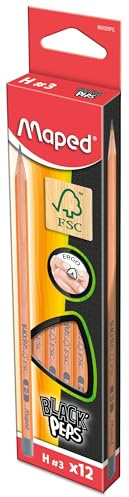 Maped - 12x ergonomischer Drei-Kant-Bleistift BLACK'PEPS aus FSC 100%-zertifiziertem Holz - H hart