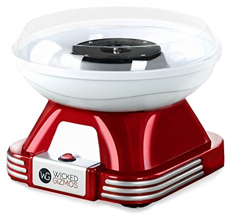 Wicked Gizmos Candy Floss Machine - Retro Cotton Candy Machine - with Sugar Guard, Wooden Sticks & Scoop - Fun Candy Floss Maker for Home Use & Kids’ Parties