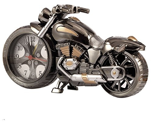 Gearmax vintage motorcykel väckarklocka, retro stil bordsklocka, studenter larm klocka bord skrivbord, motorcykel rack modell, för kontoret hemma dekoration barn vuxna födelsedagsbarn gåva