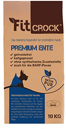 cdVet Naturprodukte Fit-Crock Premium Ente Mini 10 kg - Hund - Futter - getreidefrei - allergiearm - bei fütterungssensiblen Hunde - ausgewogene + hochwertige + natürliche Zutaten - kaltgepresst
