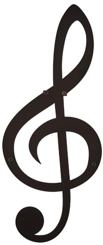 Hansmeier® Wanddeko Notenschlüssel - Schwarz 17 x 40 cm - Wasserfest, schlicht, modern - Für Außen und Innen - Metall-Dekoration im Industrial Style
