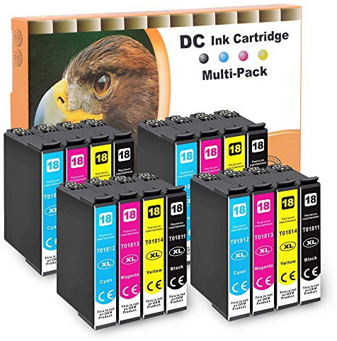16er Set D&C Druckerpatronen kompatibel zu Epson T-1811 T-1812 T-1813 T-1814 Expression Home XP-302 XP-305 XP-310 XP-312 XP-313 XP-315 XP-320 XP-322 XP-325 XP-33 XP-400 XP-402 XP-405 XP-405 XP-410