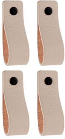 Brute Strength – Ledergriffe für Möbel – 16,5 x 2,5 cm – Hellgrau – 4 Stück | Handgefertigte Möbelgriffe und Lederschlaufen aus Leder; für Schranktüren und Schubladen, Schrauben inklusive