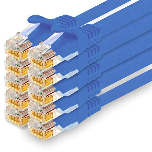 1CONN Câble Réseau CAT7 CAT 7 10 Gigabit - 10x 3,0m - RJ45 Ethernet LAN DSL Routeur Modem - Bleu