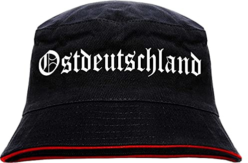 HB-Druck Ostdeutschland Anglerhut - Altdeutsche Schrift - Schwarz-Roter Fischerhut S/M SchwarzRot