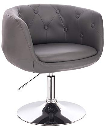 SVITA Panama Retro Loungestuhl Polsterstuhl Cocktailsessel Tellerfuß (Grau, Kunstleder)