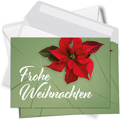 Einladungskarten Manufaktur Hamburg 10 moderne Weihnachtskarten mit Umschlag - Motiv Weihnachtsstern 2 - Design-Karten zu Weihnachten im Set